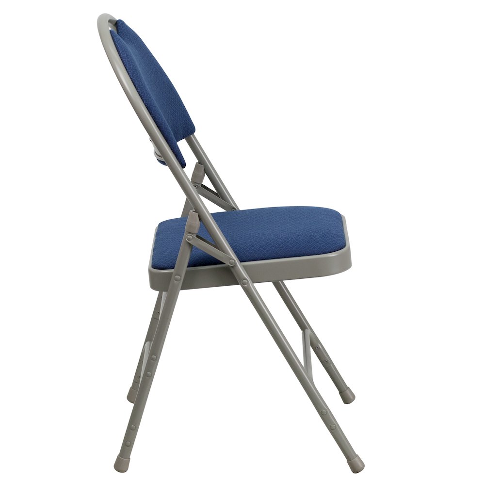 2 Pack HERCULES Series Ultra-Premium Triple Braced Navy Fabric Metal Folding Chair with Easy-Carry Handle. Picture 9