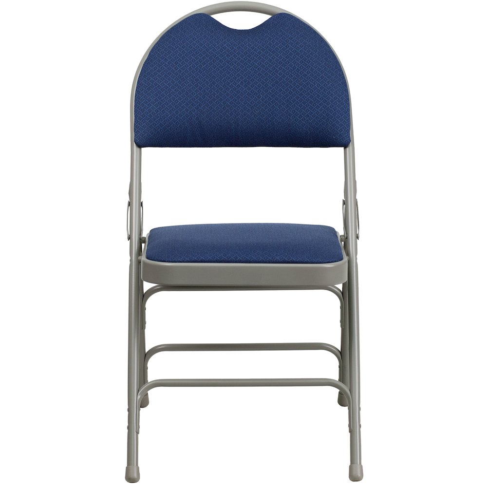 2 Pack HERCULES Series Ultra-Premium Triple Braced Navy Fabric Metal Folding Chair with Easy-Carry Handle. Picture 10