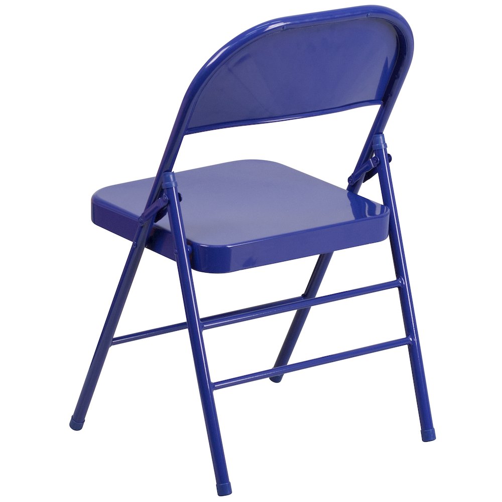 2 Pack HERCULES COLORBURST Series Cobalt Blue Triple Braced & Double Hinged Metal Folding Chair. Picture 8