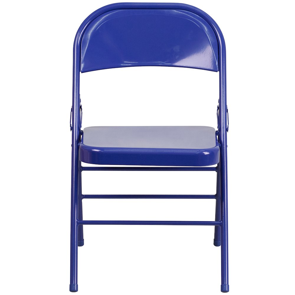 2 Pack HERCULES COLORBURST Series Cobalt Blue Triple Braced & Double Hinged Metal Folding Chair. Picture 12