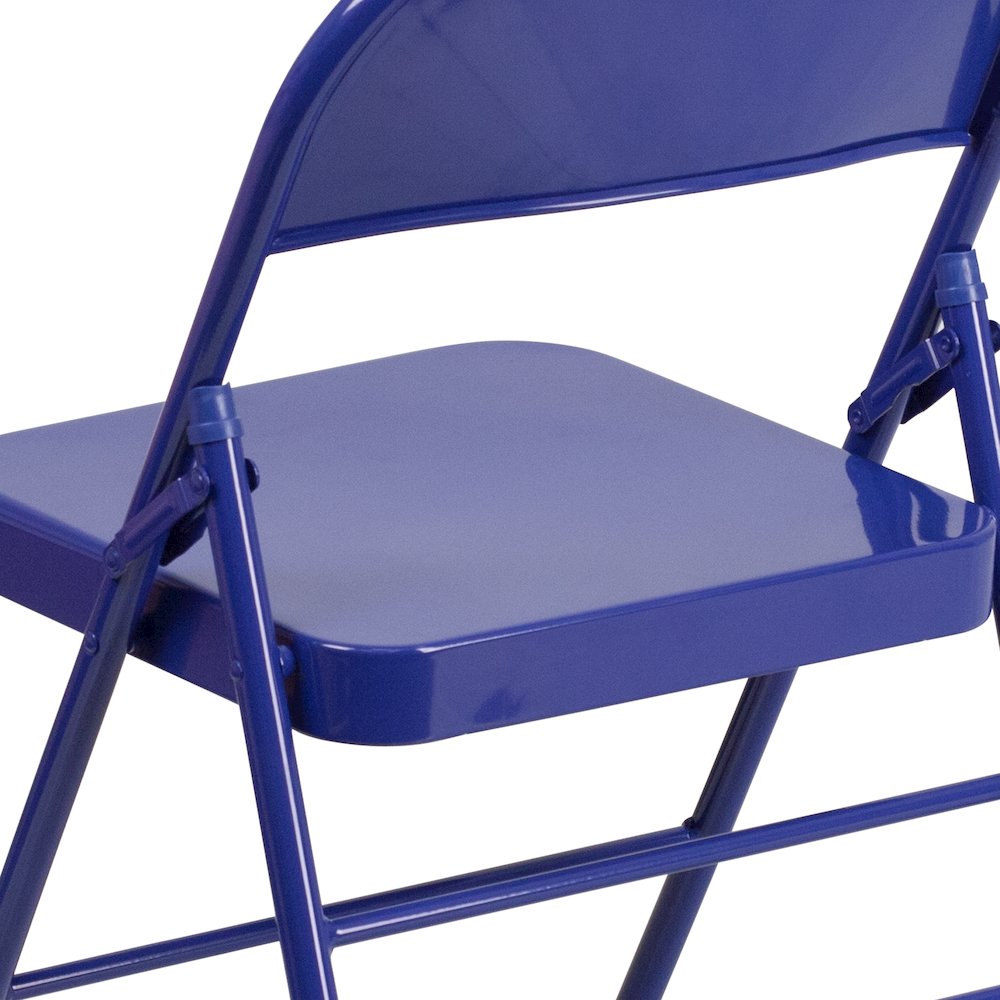 2 Pack HERCULES COLORBURST Series Cobalt Blue Triple Braced & Double Hinged Metal Folding Chair. Picture 13