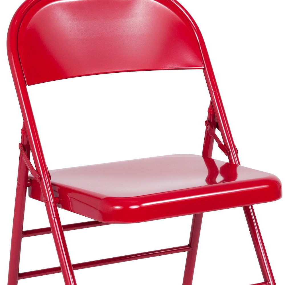 2 Pack HERCULES Series Triple Braced & Double Hinged Red Metal Folding Chair. Picture 13