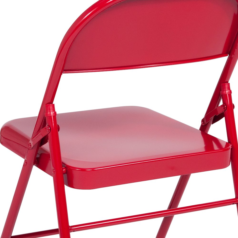 2 Pack HERCULES Series Triple Braced & Double Hinged Red Metal Folding Chair. Picture 9
