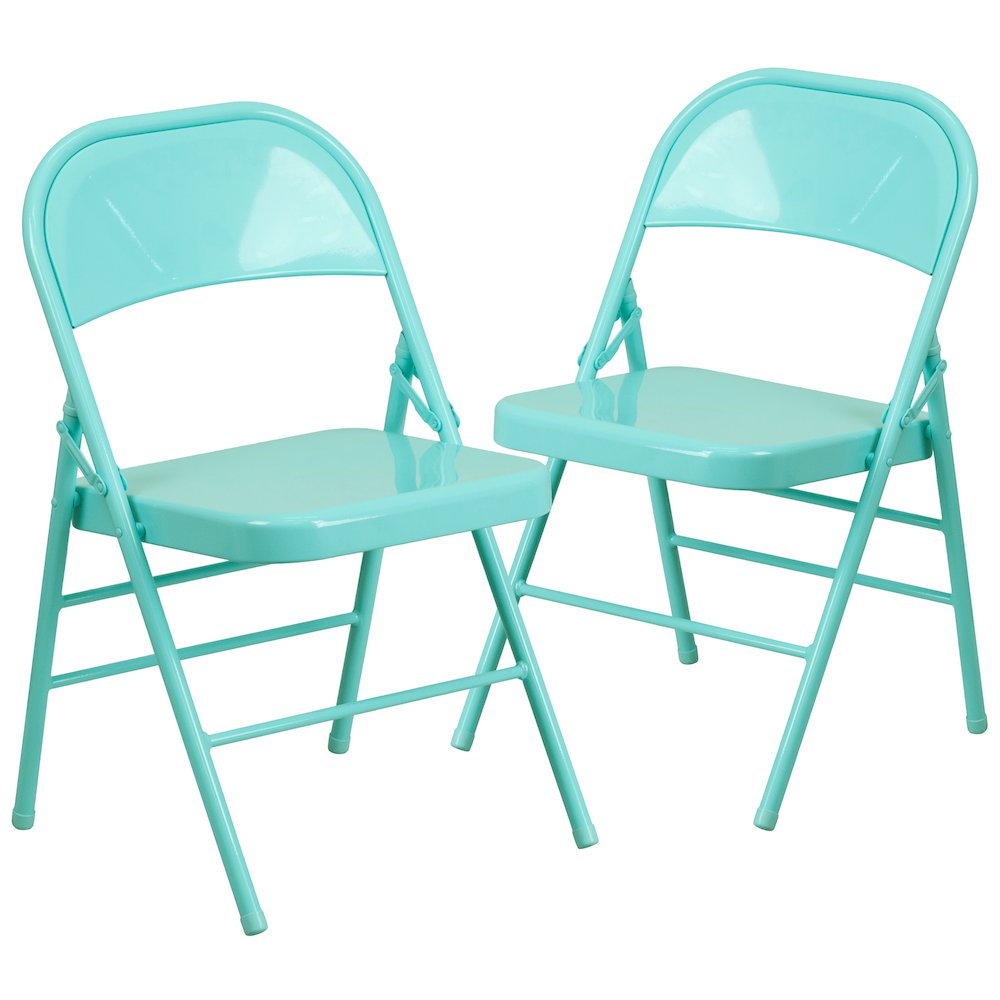 Set of 2 Contemporary Metal Folding Chairs for commercial and residential use. Picture 3