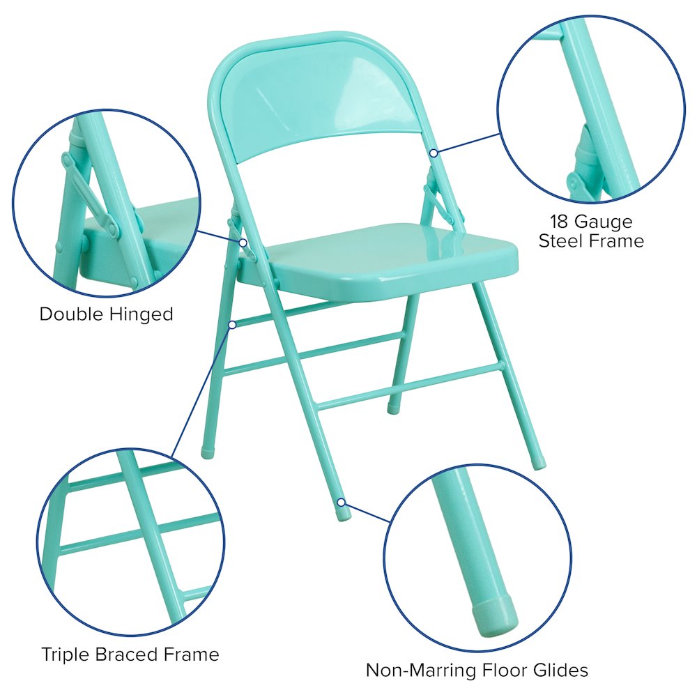 Set of 2 Contemporary Metal Folding Chairs for commercial and residential use. Picture 5