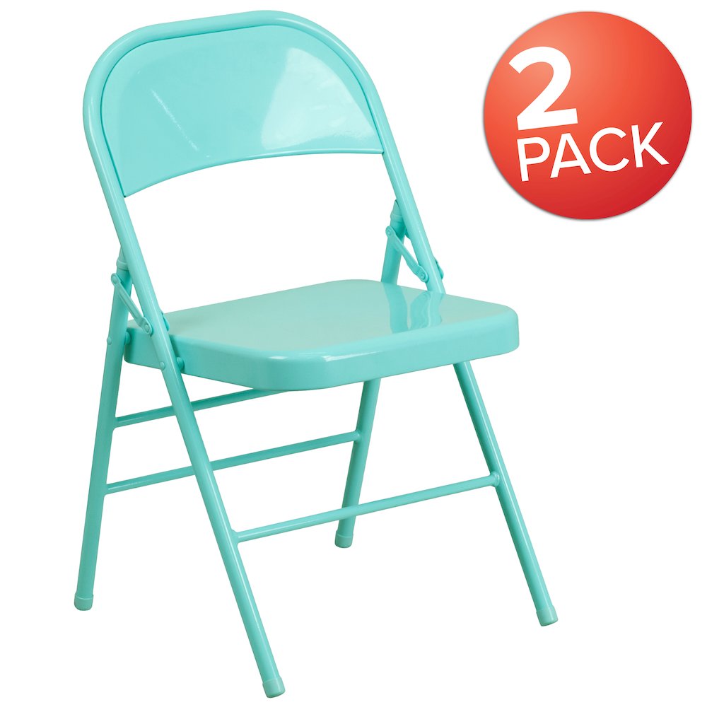 Set of 2 Contemporary Metal Folding Chairs for commercial and residential use. Picture 1