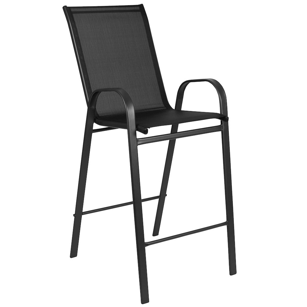 2 Pack Black Outdoor Barstool with Flex Comfort Material and Metal Frame. Picture 10