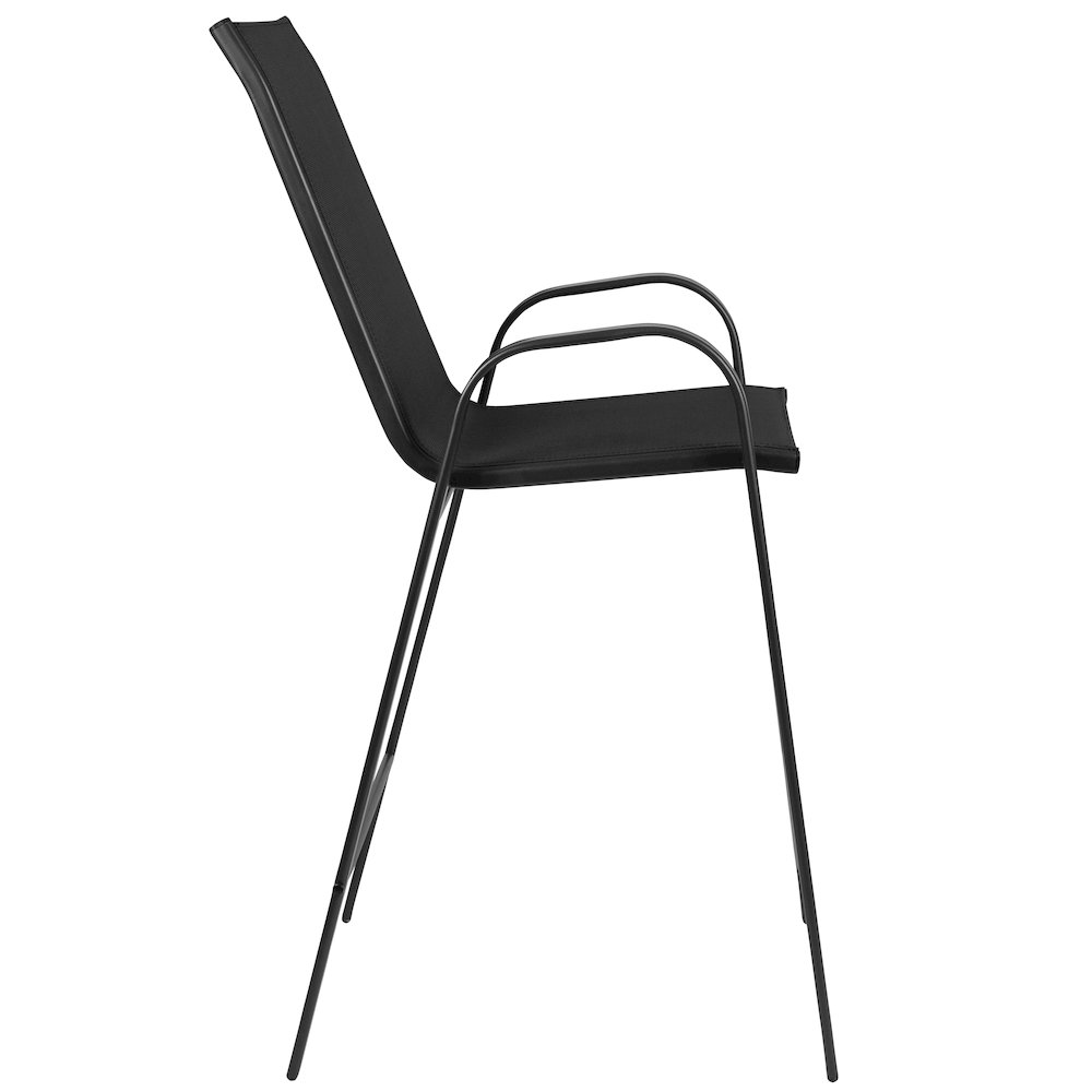 2 Pack Black Outdoor Barstool with Flex Comfort Material and Metal Frame. Picture 11
