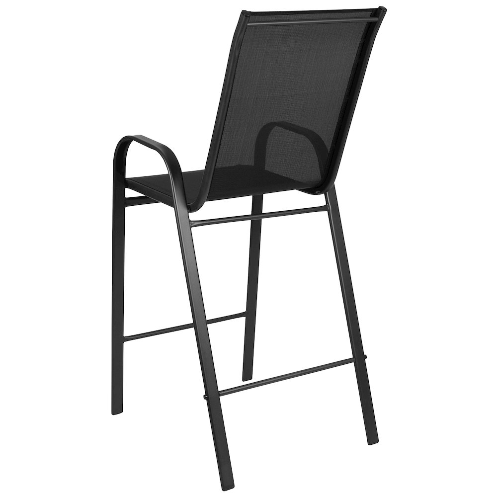 2 Pack Black Outdoor Barstool with Flex Comfort Material and Metal Frame. Picture 8