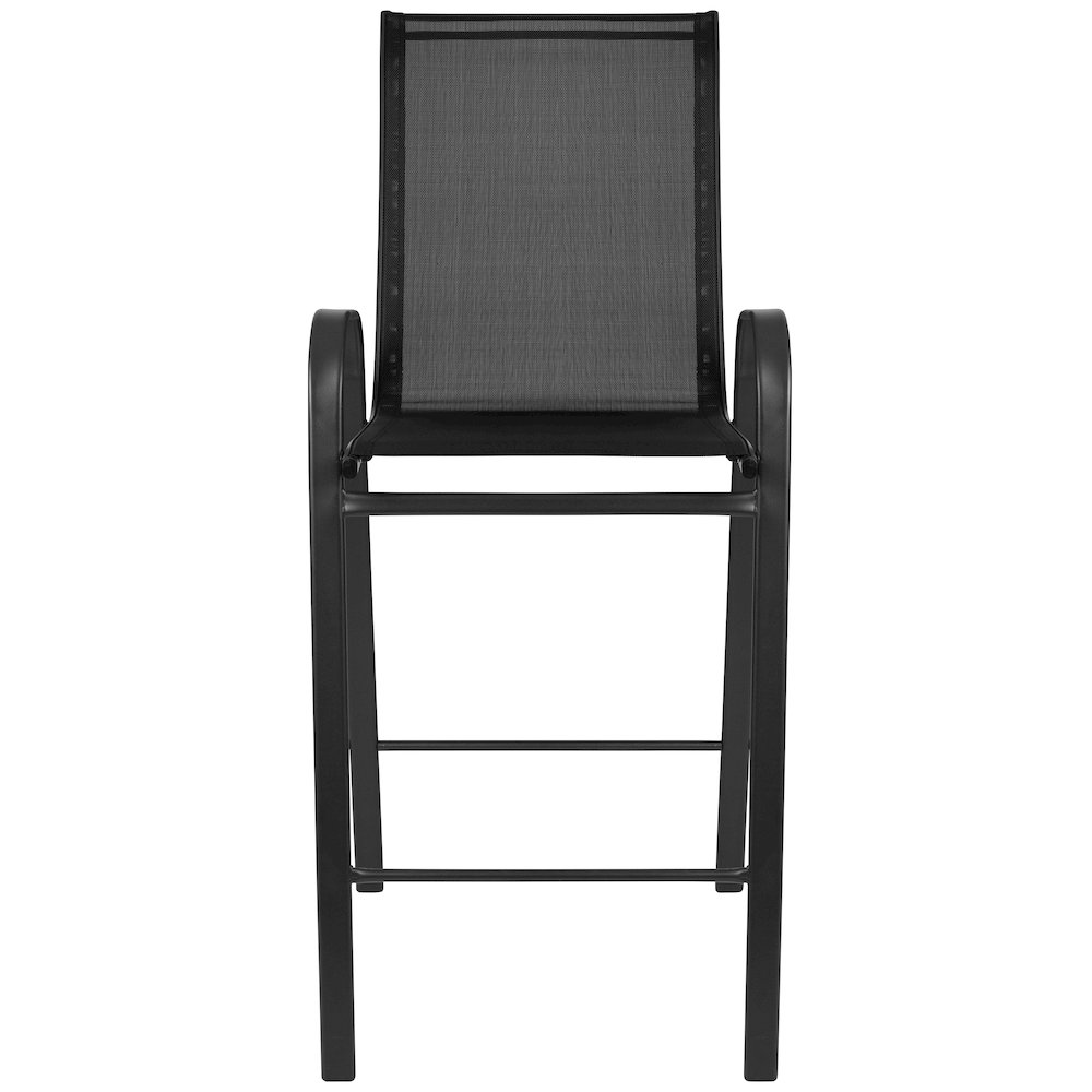 2 Pack Black Outdoor Barstool with Flex Comfort Material and Metal Frame. Picture 12