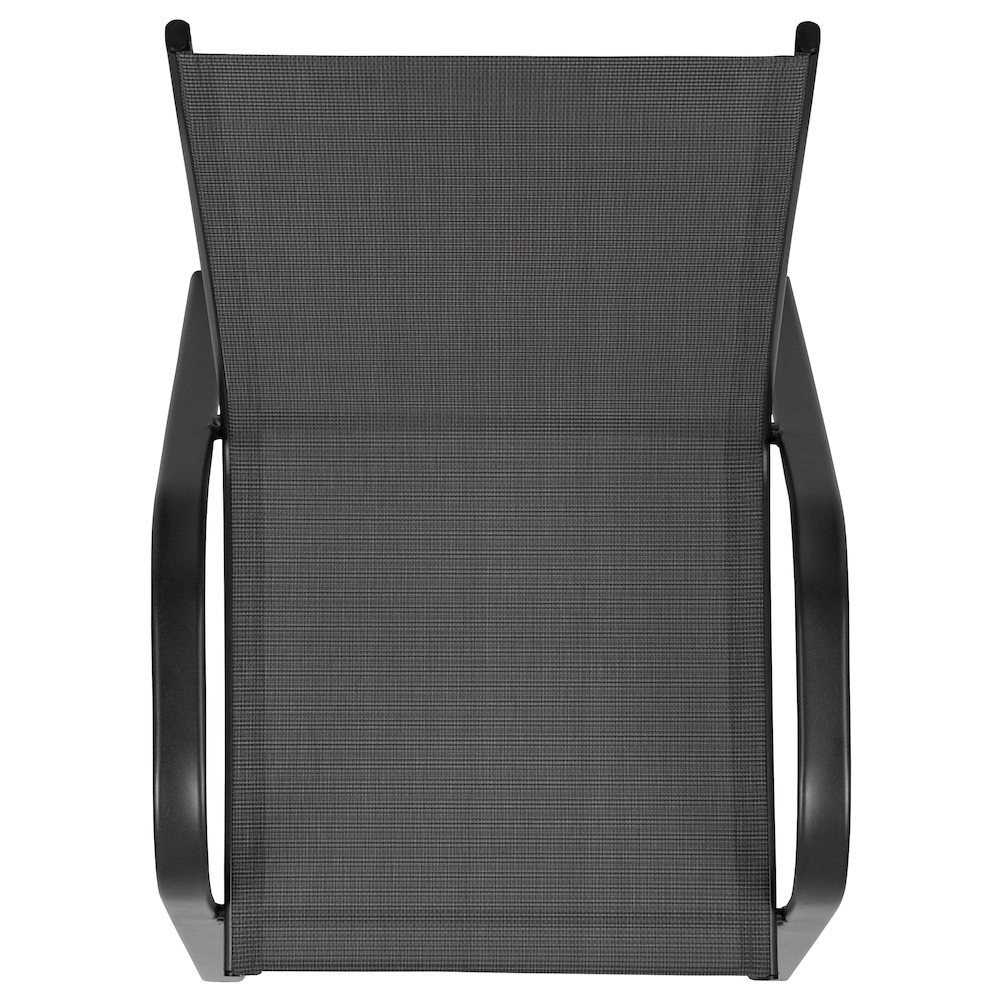 2 Pack Black Outdoor Barstool with Flex Comfort Material and Metal Frame. Picture 13
