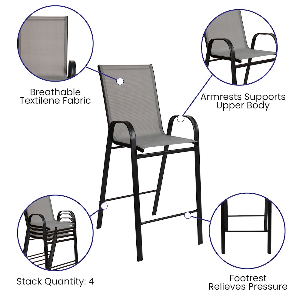Set of 2 Sling Patio Stools for Commercial and Residential Use. Picture 6