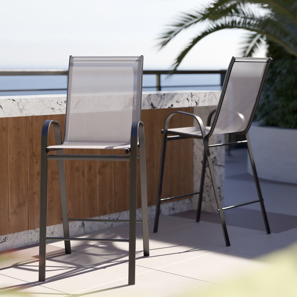 Set of 2 Sling Patio Stools for Commercial and Residential Use. Picture 2