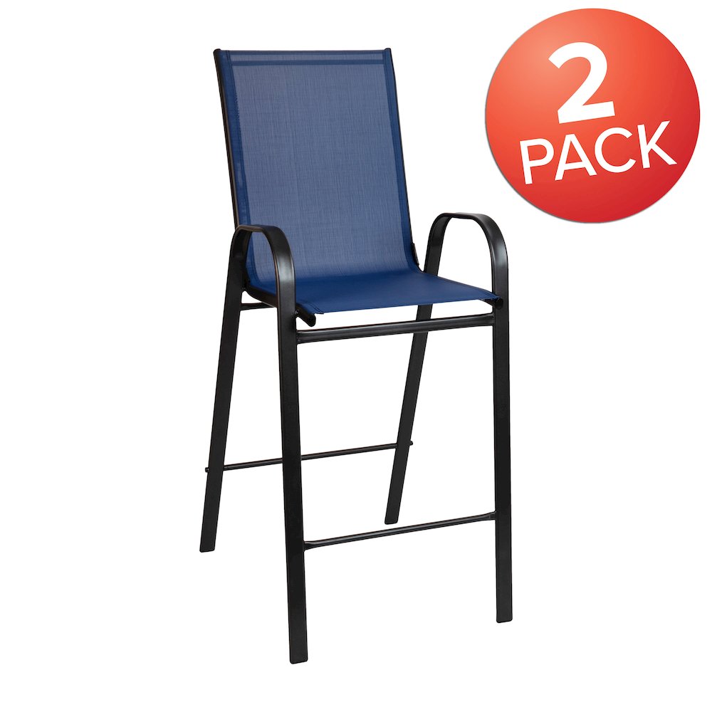 Set of 2 Sling Patio Stools for Commercial and Residential Use. Picture 1