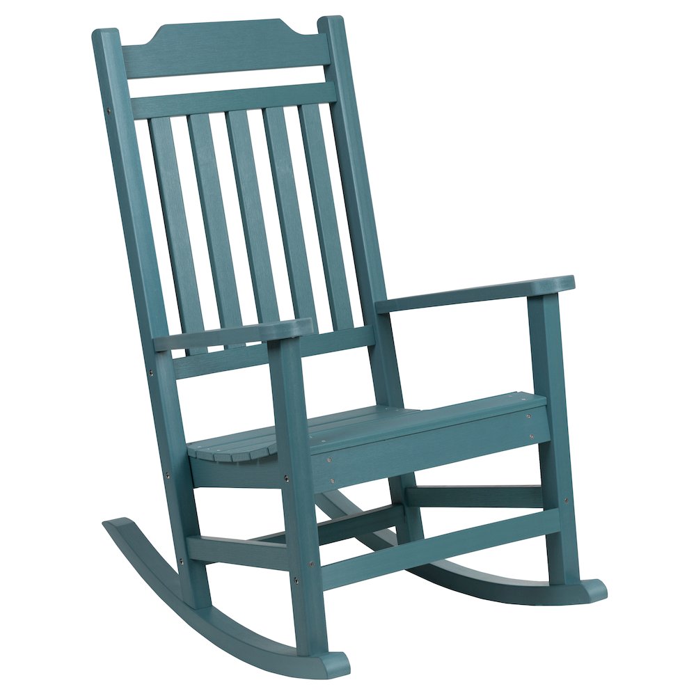 Set of 2 Winston All-Weather Rocking Chair in Teal Faux Wood. Picture 9