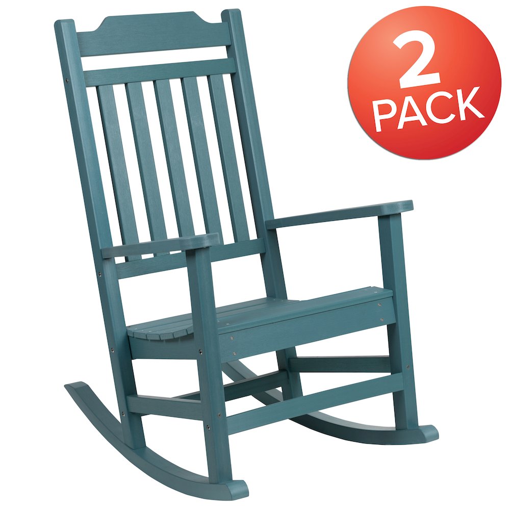 Set of 2 Winston All-Weather Rocking Chair in Teal Faux Wood. Picture 1