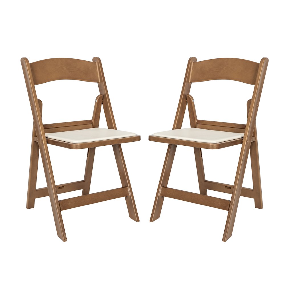 2 Pack Commercial Chestnut Lightweight Wood Look Resin Folding Event Chair. Picture 2