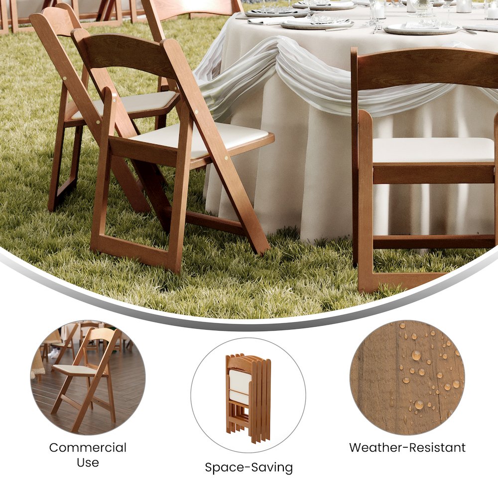 2 Pack Commercial Chestnut Lightweight Wood Look Resin Folding Event Chair. Picture 5