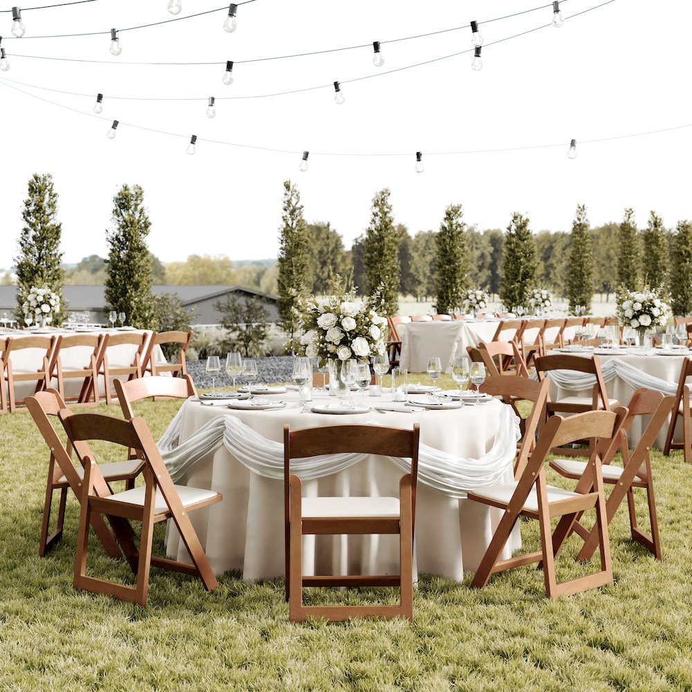 2 Pack Commercial Chestnut Lightweight Wood Look Resin Folding Event Chair. Picture 3
