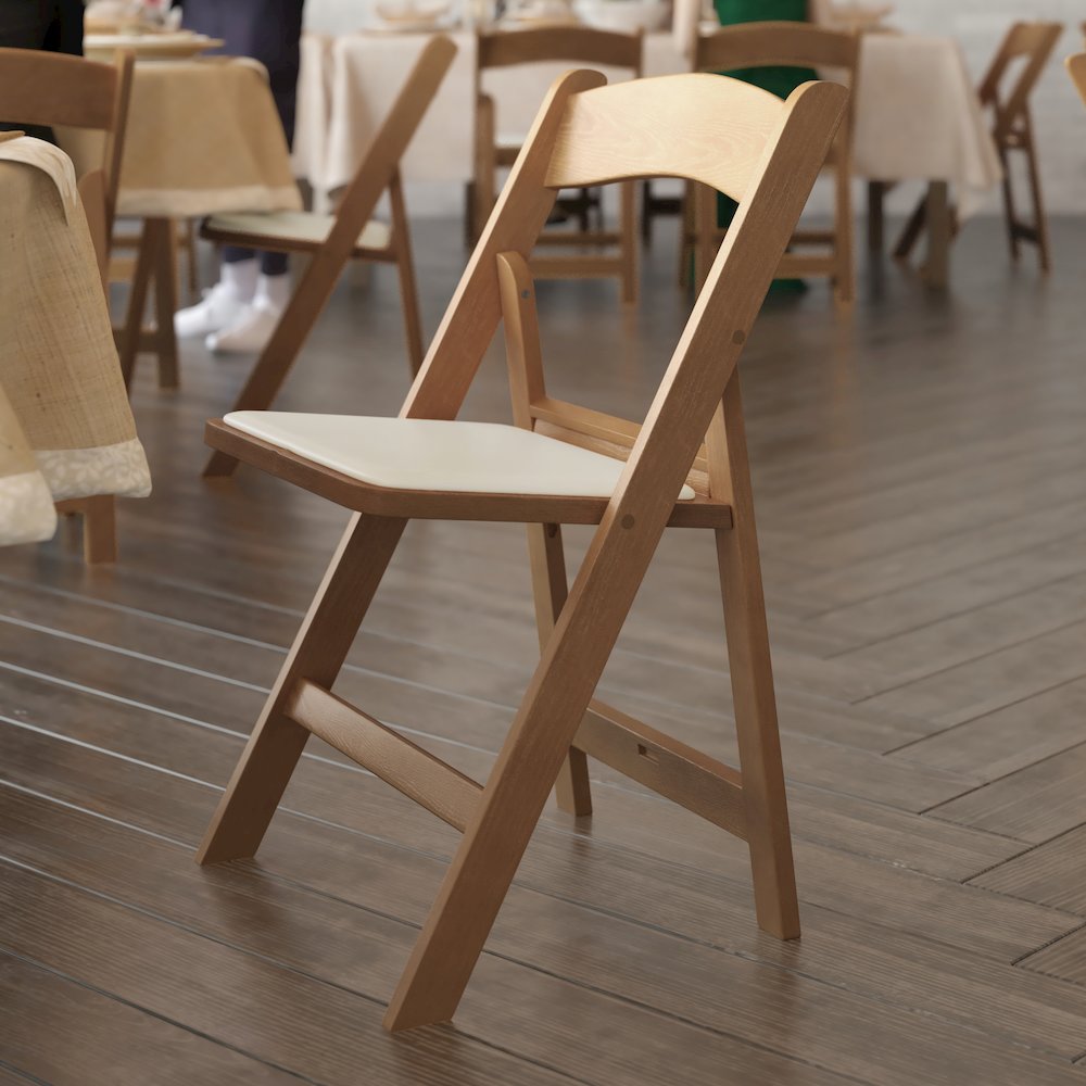 2 Pack Commercial Chestnut Lightweight Wood Look Resin Folding Event Chair. Picture 7