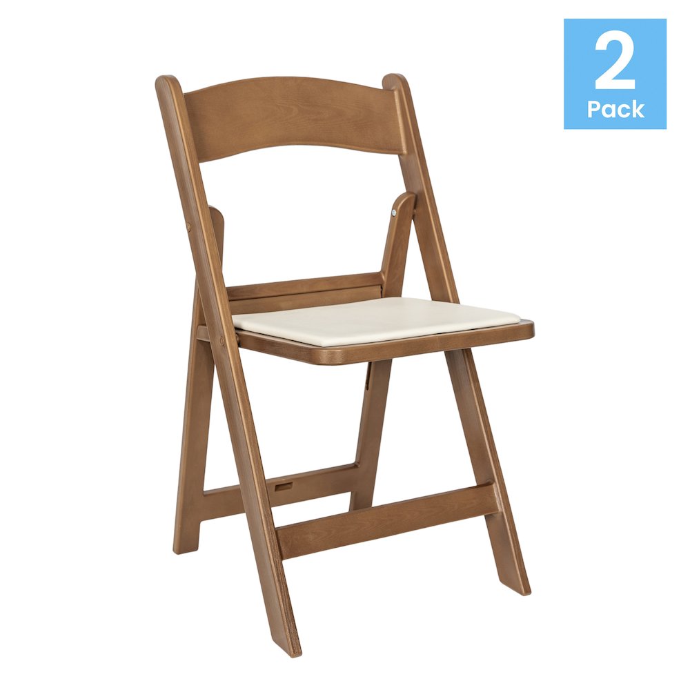 2 Pack Commercial Chestnut Lightweight Wood Look Resin Folding Event Chair. Picture 1