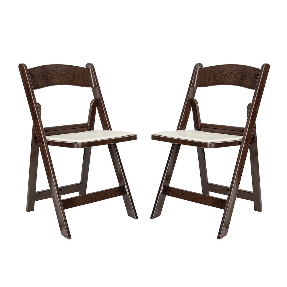 2 Pack Commercial Dark Brown Lightweight Wood Look Resin Folding Event Chair. Picture 2