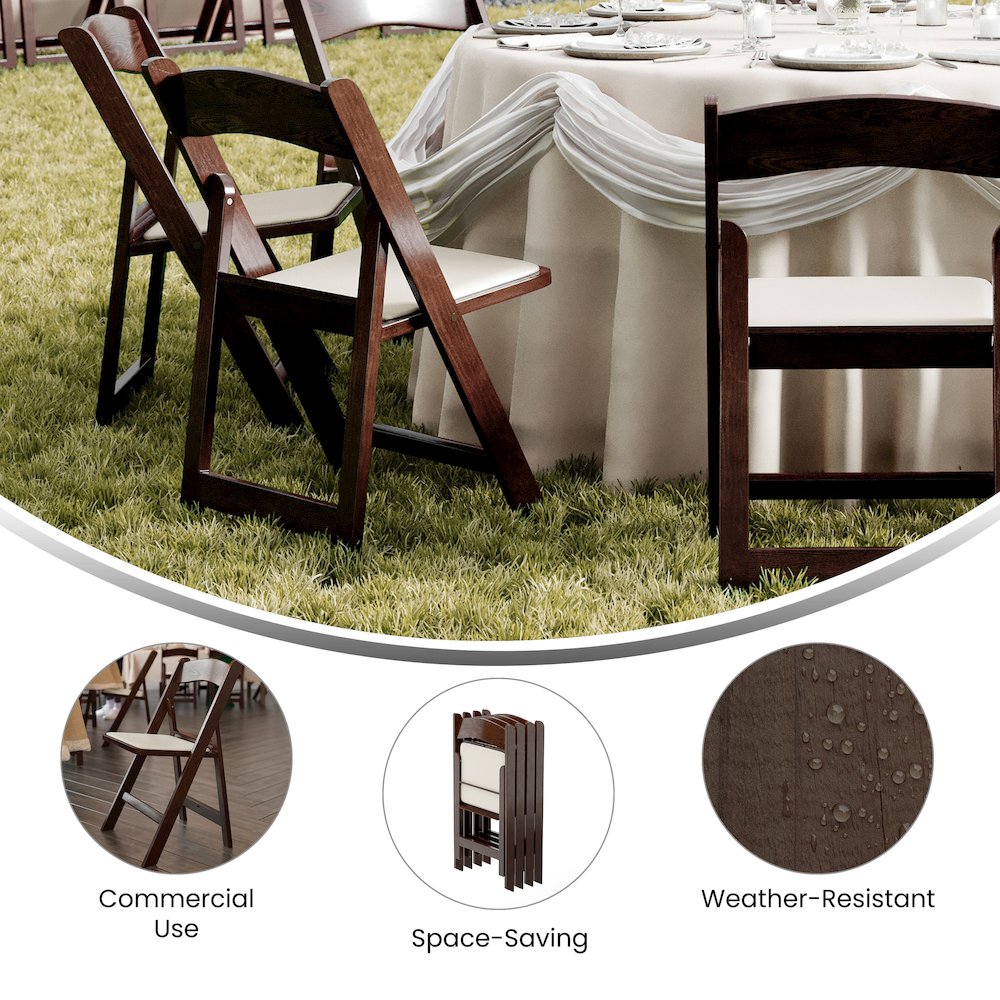 2 Pack Commercial Dark Brown Lightweight Wood Look Resin Folding Event Chair. Picture 5