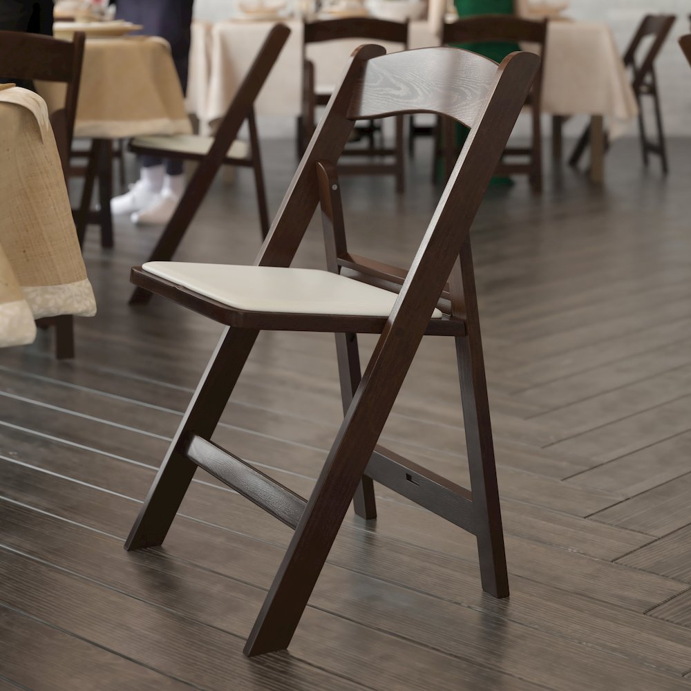 2 Pack Commercial Dark Brown Lightweight Wood Look Resin Folding Event Chair. Picture 7