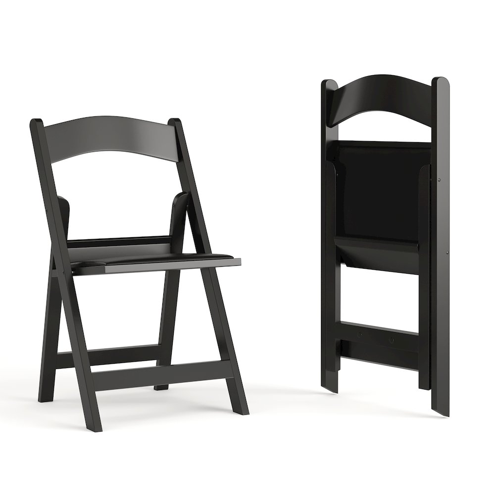 Folding Chair - Black Resin - 2 Pack 800LB Weight Capacity. Picture 1