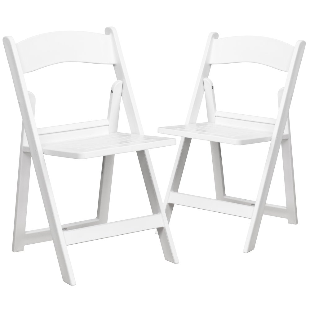 2 Pack HERCULES Series 1000 lb. Capacity White Resin Folding Chair with Slatted Seat. Picture 3
