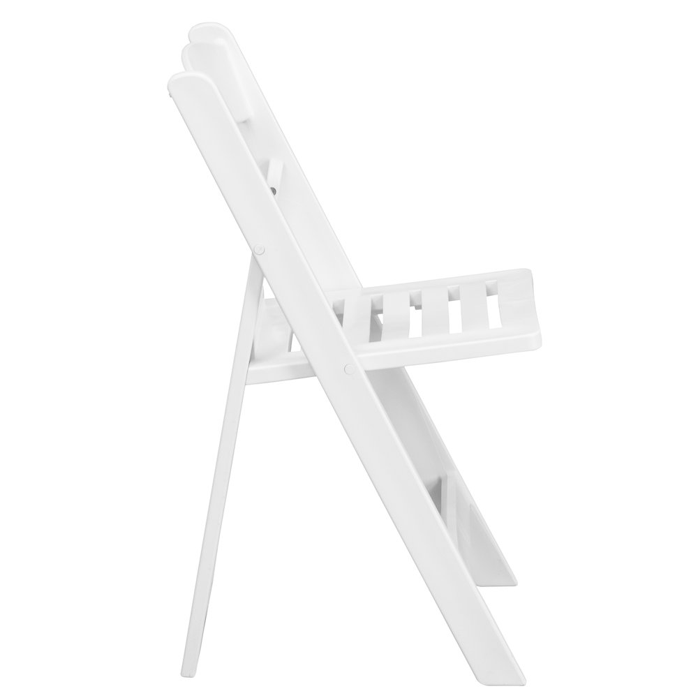 2 Pack HERCULES Series 1000 lb. Capacity White Resin Folding Chair with Slatted Seat. Picture 13