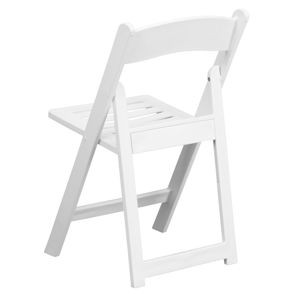 2 Pack HERCULES Series 1000 lb. Capacity White Resin Folding Chair with Slatted Seat. Picture 8