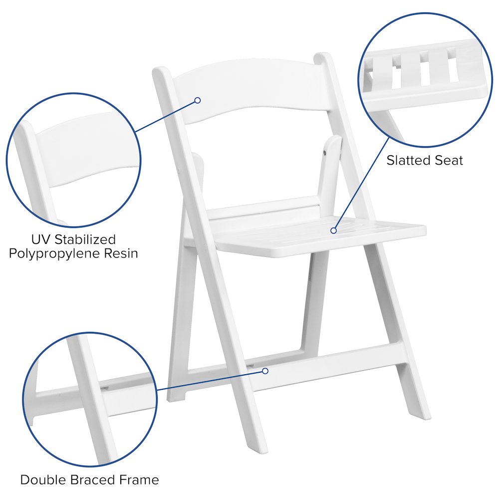 2 Pack HERCULES Series 1000 lb. Capacity White Resin Folding Chair with Slatted Seat. Picture 12