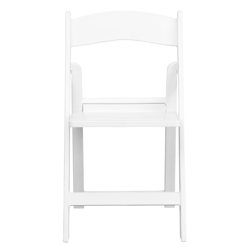 2 Pack HERCULES Series 1000 lb. Capacity White Resin Folding Chair with Slatted Seat. Picture 6