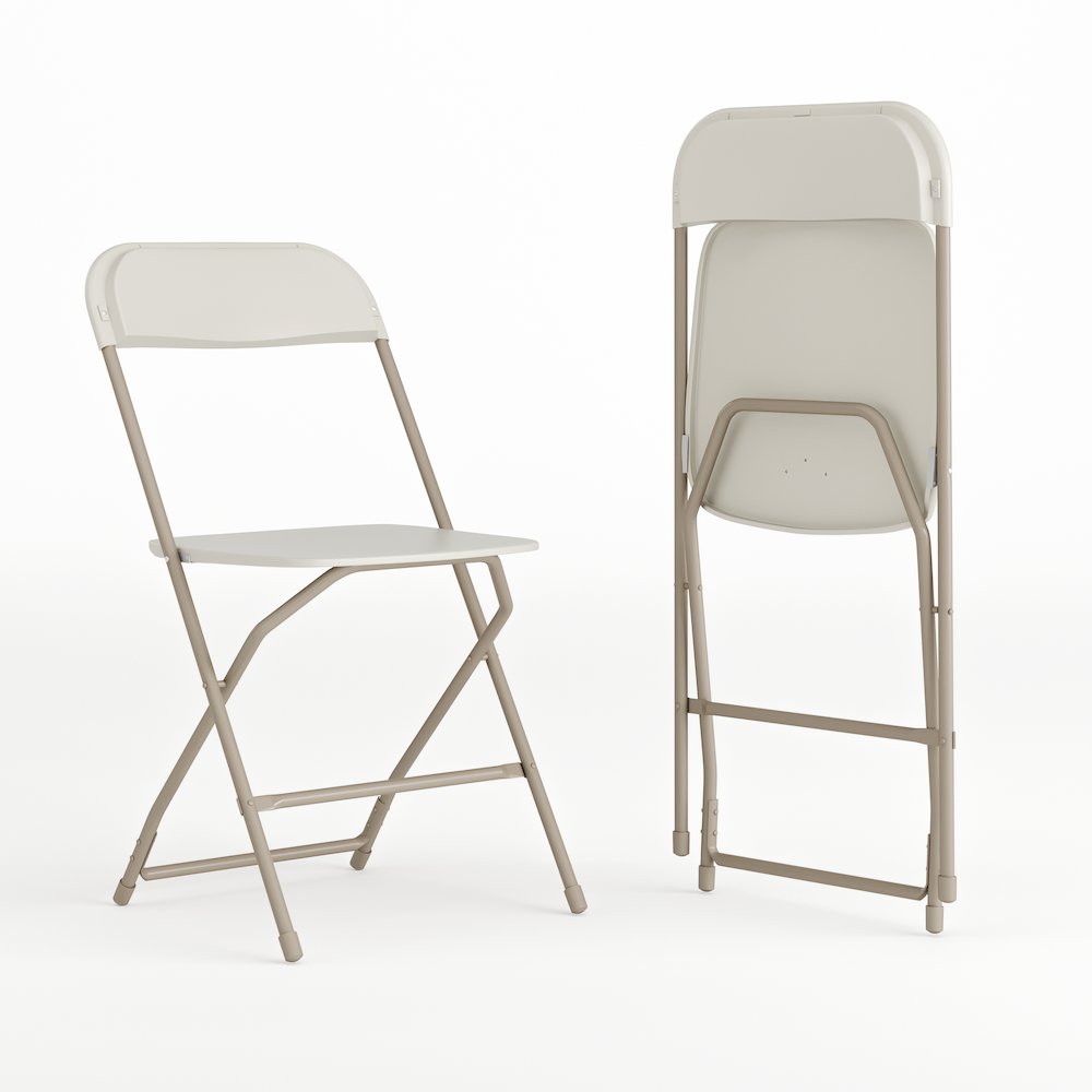 Plastic Folding Chair Beige - 2 Pack 650LB Weight Capacity. Picture 1