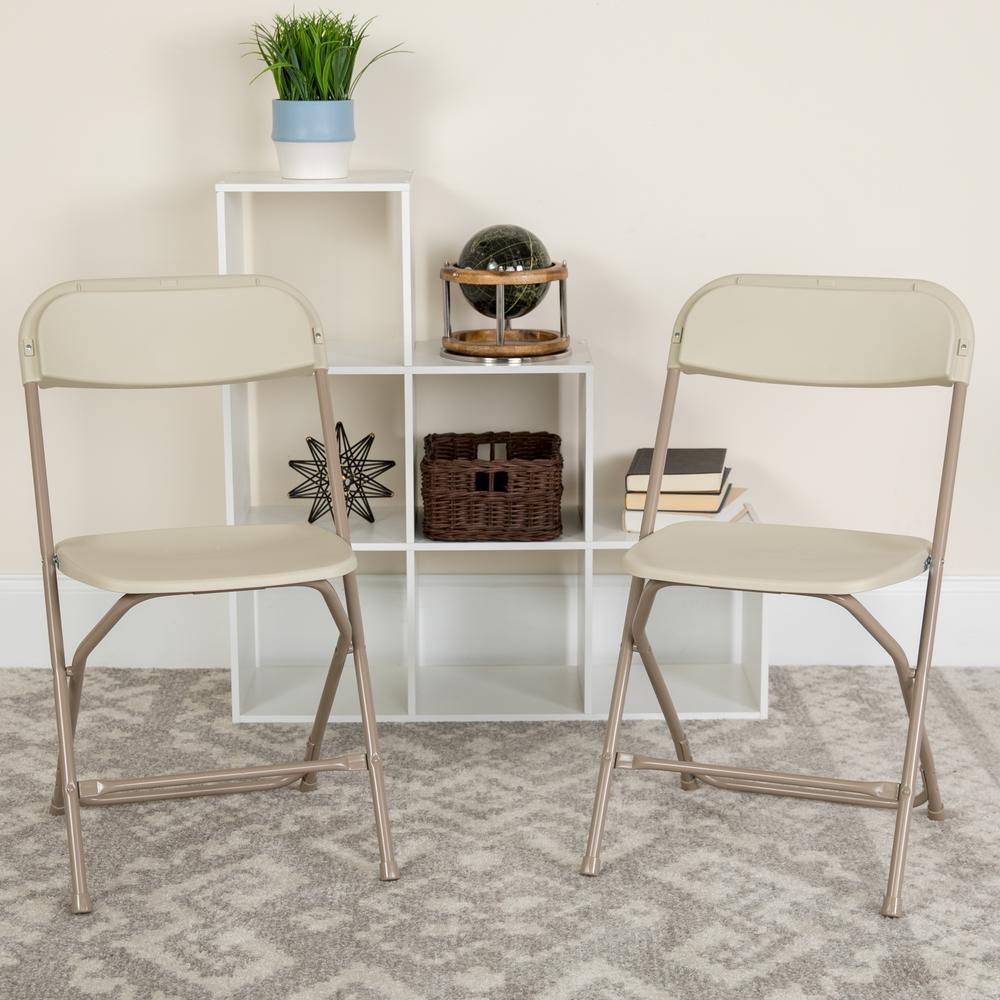 Folding Chair -  - Beige Plastic - 650LB Weight Capacity. Picture 12