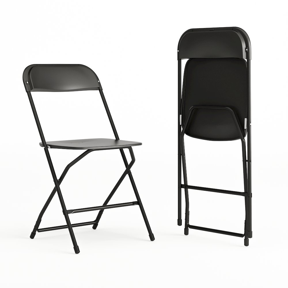 Plastic Folding Chair Black - 2 Pack 650LB Weight Capacity. Picture 1