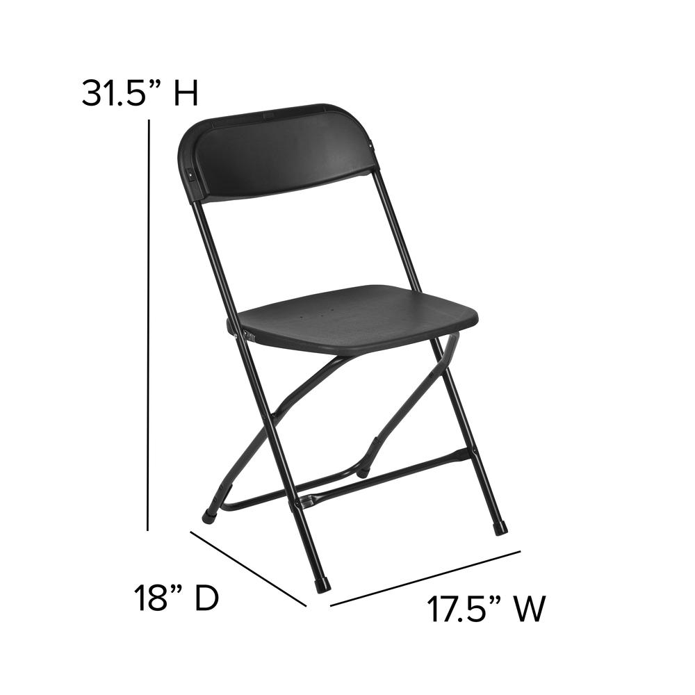 Folding Chair -  - Black Plastic - 650LB Weight Capacity. Picture 2