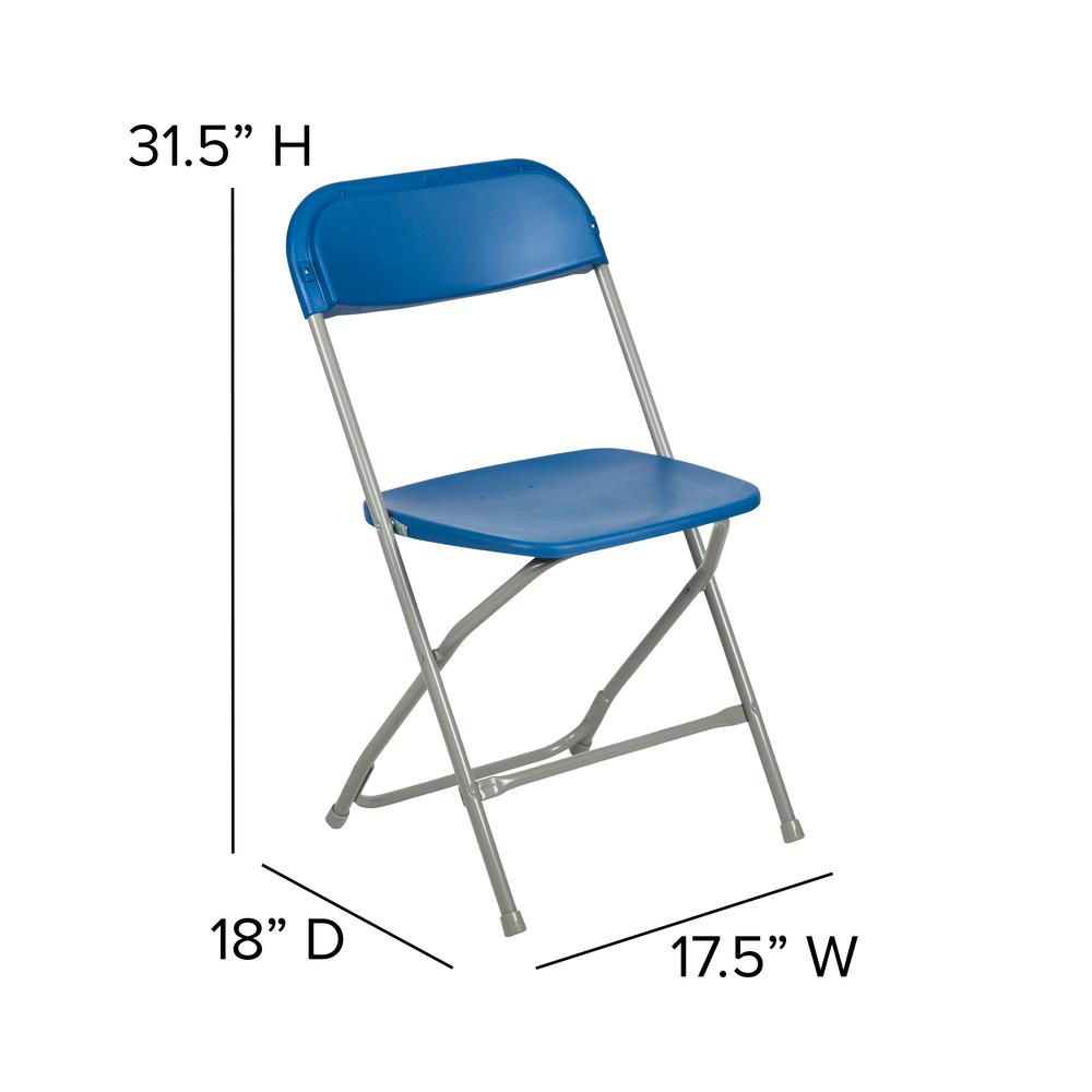 Folding Chair -  - Blue Plastic - 650LB Weight Capacity. Picture 2