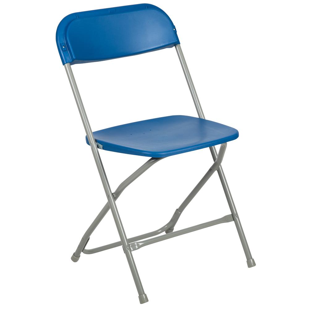 Folding Chair -  - Blue Plastic - 650LB Weight Capacity. Picture 3