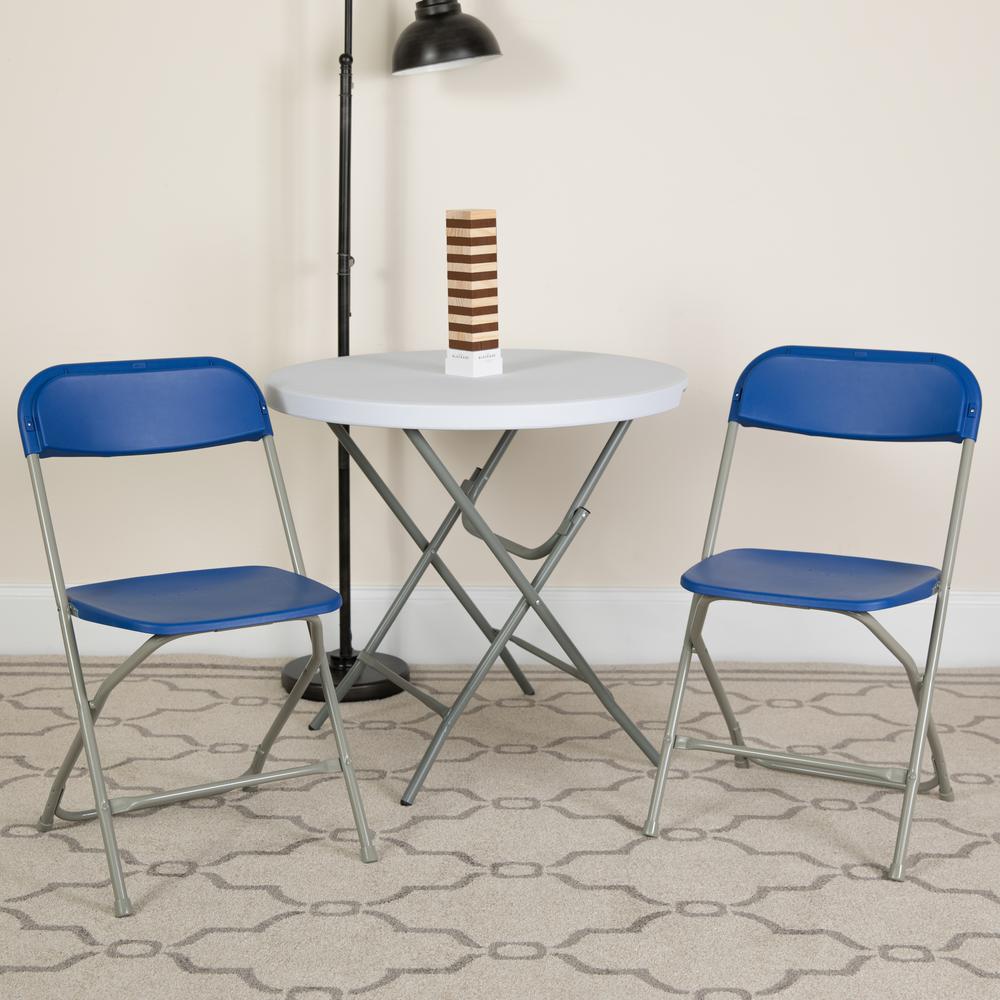 Folding Chair -  - Blue Plastic - 650LB Weight Capacity. Picture 12