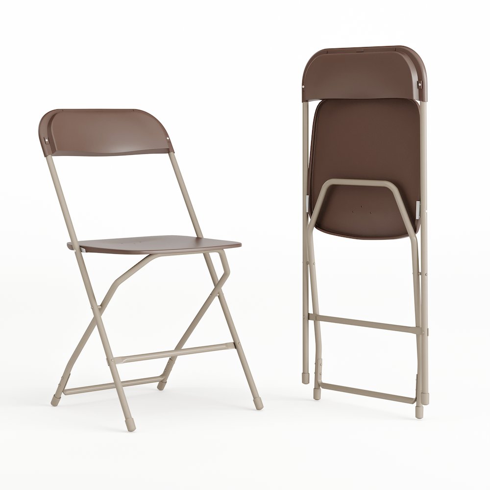 Folding Chair -  - Brown Plastic - 650LB Weight Capacity. Picture 1
