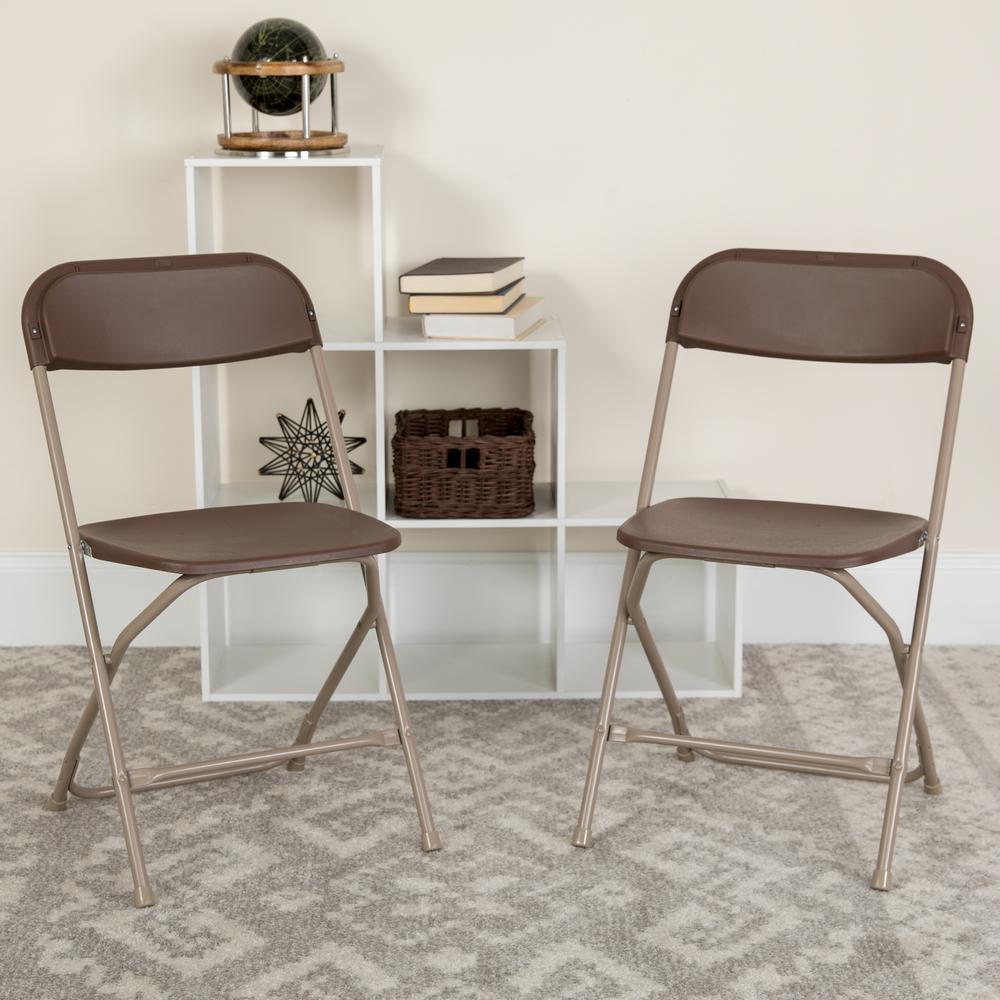 Folding Chair -  - Brown Plastic - 650LB Weight Capacity. Picture 12