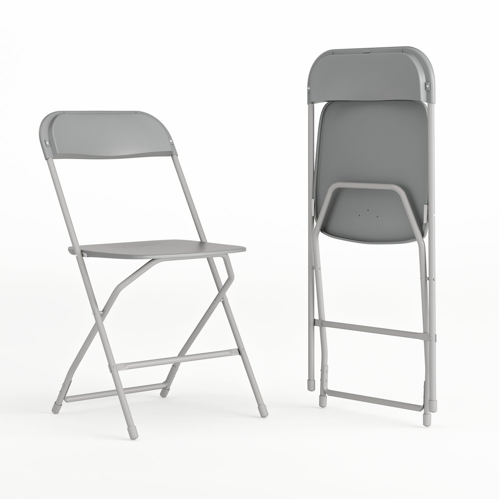 Plastic Folding Chair Grey - 2 Pack 650LB Weight Capacity. Picture 1