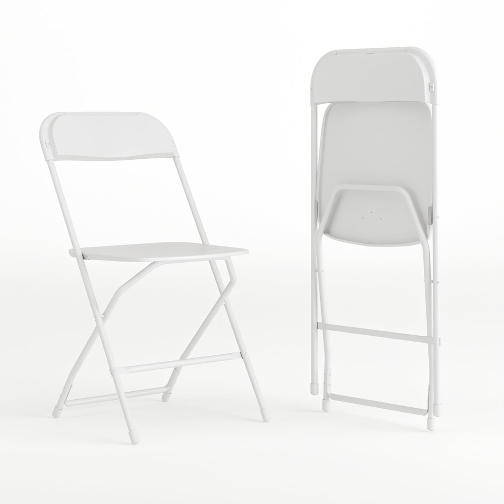 Plastic Folding Chair White - 2 Pack 650LB Weight Capacity. Picture 1