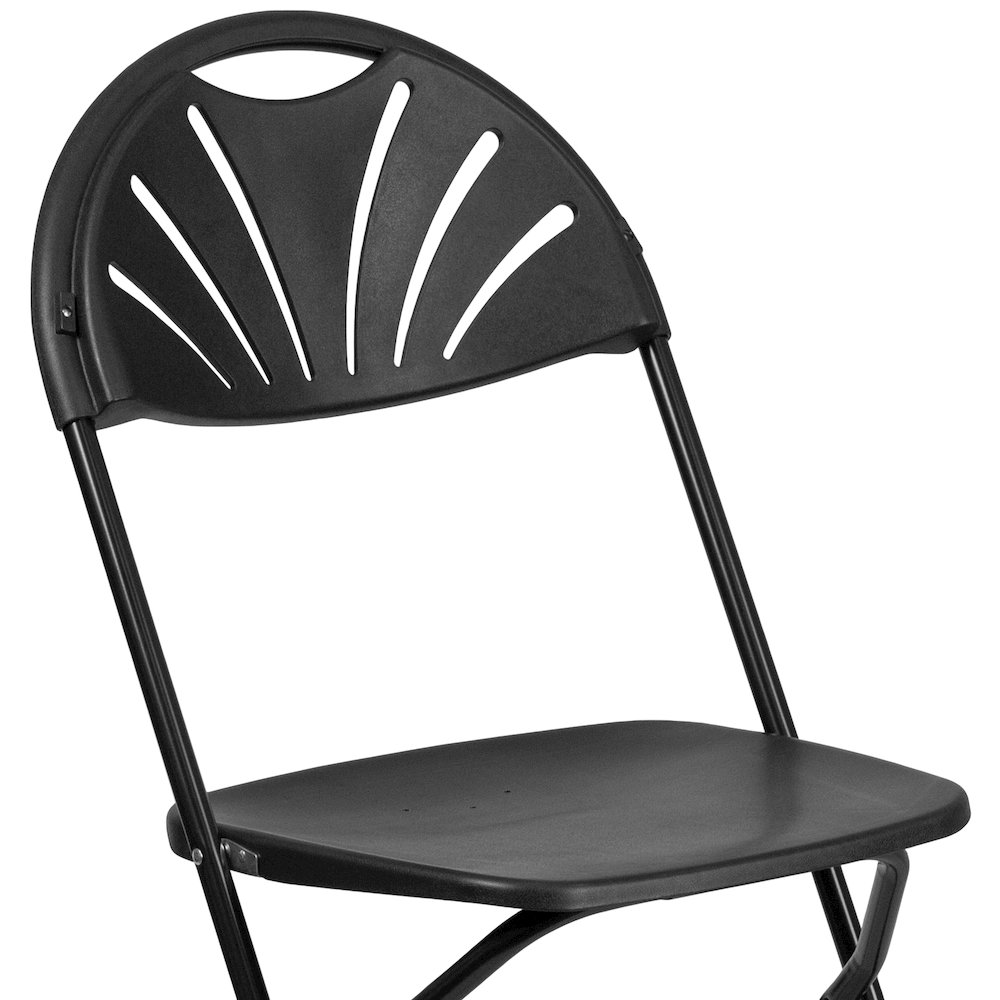 2 Pack HERCULES Series 650 lb. Capacity Black Plastic Fan Back Folding Chair. Picture 9