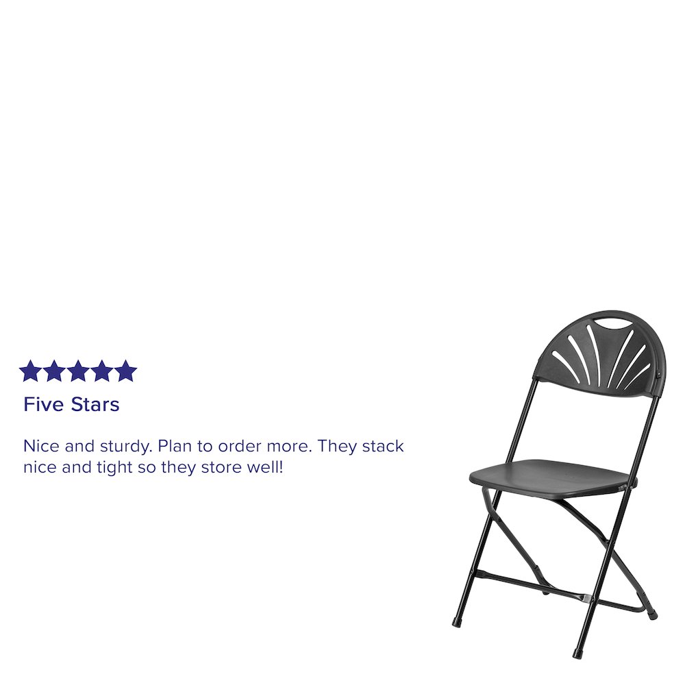 2 Pack HERCULES Series 650 lb. Capacity Black Plastic Fan Back Folding Chair. Picture 5