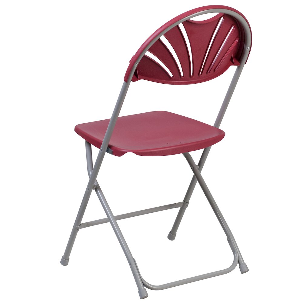 2 Pack HERCULES Series 650 lb. Capacity Burgundy Plastic Fan Back Folding Chair. Picture 8