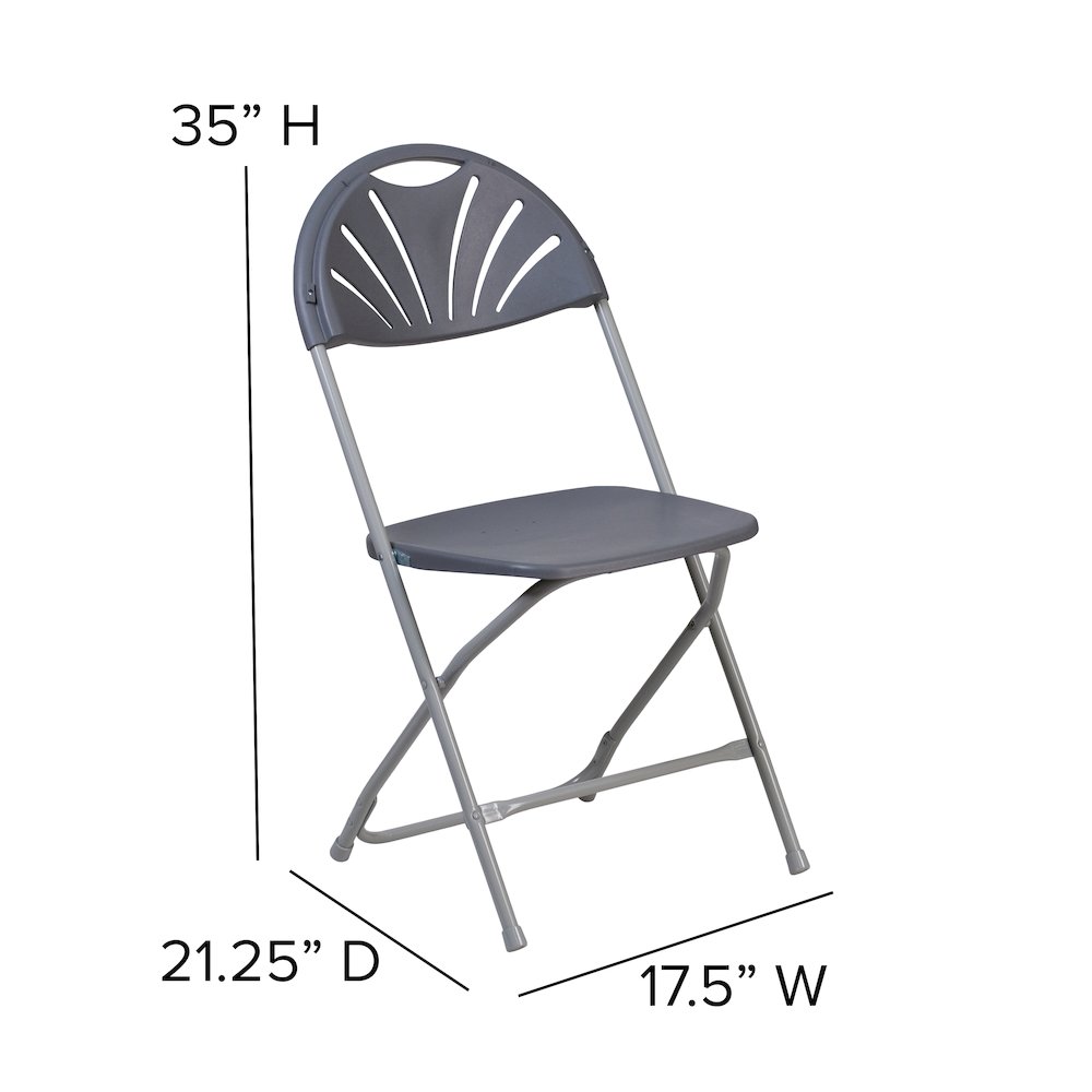 2 Pack HERCULES Series 650 lb. Capacity Charcoal Plastic Fan Back Folding Chair. Picture 6