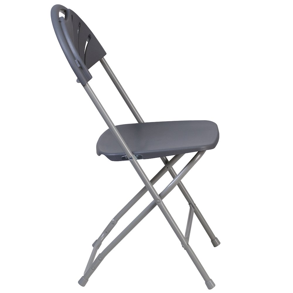2 Pack HERCULES Series 650 lb. Capacity Charcoal Plastic Fan Back Folding Chair. Picture 9